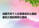 成都天府个人社保查询怎么查能查到之前的缴费记录吗
