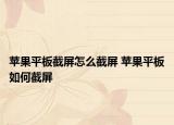苹果平板截屏怎么截屏 苹果平板如何截屏