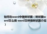 如何在word中做树状图（树状图word怎么做 word怎样做树状图介绍）