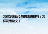 怎样发表论文到国家级期刊（怎样发表论文）
