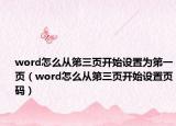 word怎么从第三页开始设置为第一页（word怎么从第三页开始设置页码）
