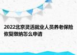 2022北京灵活就业人员养老保险恢复缴纳怎么申请