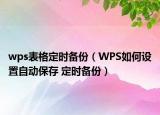 wps表格定时备份（WPS如何设置自动保存 定时备份）