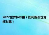 2022世界杯彩票（如何购买世界杯彩票）