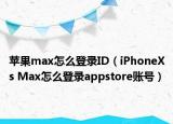 苹果max怎么登录ID（iPhoneXs Max怎么登录appstore账号）