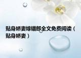 贴身娇妻嫁错郎全文免费阅读（贴身娇妻）