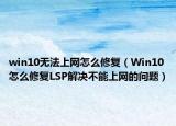 win10无法上网怎么修复（Win10怎么修复LSP解决不能上网的问题）