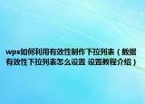 wps如何利用有效性制作下拉列表（数据有效性下拉列表怎么设置 设置教程介绍）