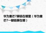 华为麦芒7屏锁在哪里（华为麦芒7一键锁屏在哪）