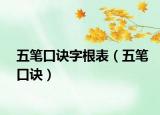 五笔口诀字根表（五笔口诀）