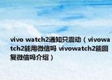 vivo watch2通知只震动（vivowatch2能用微信吗 vivowatch2能回复微信吗介绍）