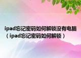 ipad忘记密码如何解锁没有电脑（ipad忘记密码如何解锁）