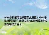 vivo手机的电话录音怎么设置（vivo手机通话录音在哪里设置 vivo电话录音设置在哪里介绍）