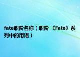 fate职阶名称（职阶 《Fate》系列中的用语）