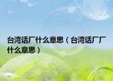 台湾话厂什么意思（台湾话厂厂什么意思）