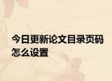 今日更新论文目录页码怎么设置