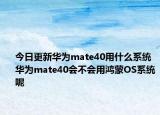 今日更新华为mate40用什么系统华为mate40会不会用鸿蒙OS系统呢
