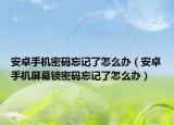 安卓手机密码忘记了怎么办（安卓手机屏幕锁密码忘记了怎么办）