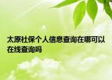 太原社保个人信息查询在哪可以在线查询吗