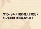 忘记apple id密码输入旧密码（忘记apple id密码怎么办）