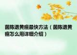 茵陈退黄疸最快方法（茵陈退黄疸怎么用详细介绍）