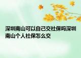 深圳南山可以自己交社保吗深圳南山个人社保怎么交