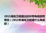 2011湖南卫视播出的所有电视剧有哪些（2011年湖南卫视播什么电视剧）