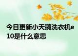 今日更新小天鹅洗衣机e10是什么意思