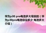 华为p30 pro电池多大毫安的（华为p30pro电池容量多少 电池多大介绍）