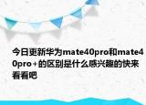 今日更新华为mate40pro和mate40pro+的区别是什么感兴趣的快来看看吧