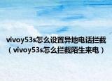 vivoy53s怎么设置异地电话拦截（vivoy53s怎么拦截陌生来电）