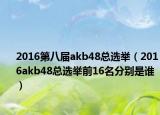2016第八届akb48总选举（2016akb48总选举前16名分别是谁）