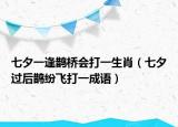 七夕一逢鹊桥会打一生肖（七夕过后鹊纷飞打一成语）