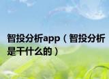 智投分析app（智投分析是干什么的）