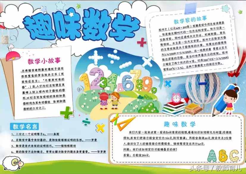 这21张趣味数学手抄报，孩子也许能用得上！老师家长收藏