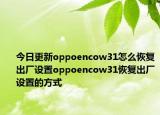 今日更新oppoencow31怎么恢复出厂设置oppoencow31恢复出厂设置的方式