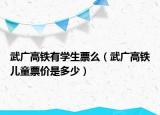 武广高铁有学生票么（武广高铁儿童票价是多少）