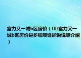 富力又一城b区房价（﻿﻿富力又一城b区房价是多钱呢谁能说说呢介绍）