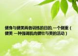 健身与健美两者训练的目的,一个侧重（健美 一种强调肌肉健壮与美的活动）