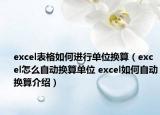 excel表格如何进行单位换算（excel怎么自动换算单位 excel如何自动换算介绍）