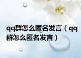 qq群怎么匿名发言（qq群怎么匿名发言）