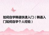 如何自学韩语快速入门（韩语入门如何自学个人经验）