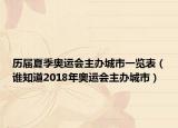 历届夏季奥运会主办城市一览表（谁知道2018年奥运会主办城市）