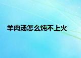 羊肉汤怎么炖不上火