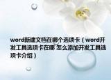 word新建文档在哪个选项卡（word开发工具选项卡在哪 怎么添加开发工具选项卡介绍）