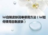 lol自制皮肤简单使用方法（lol如何使用自制皮肤）