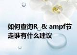 如何查询R  & ampf节走谁有什么建议