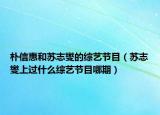 朴信惠和苏志燮的综艺节目（苏志燮上过什么综艺节目哪期）