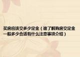 买房应该交多少定金（谁了解购房交定金一般多少合适有什么注意事项介绍）