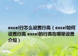 excel行怎么设置行高（excel如何设置行高 excel的行高在哪里设置介绍）